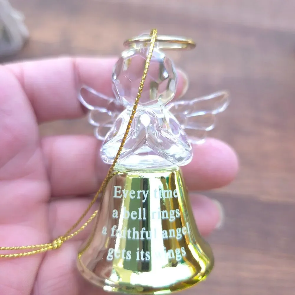 Vintage Angel Figurine & Ornament Lot Resin Stone Glass 4 Piece Christmas Set